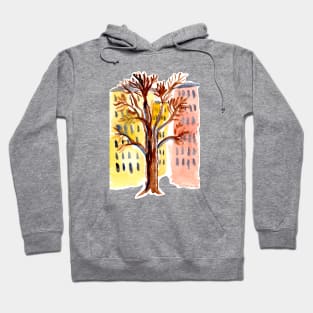 Urban Sketch Apartment Building Watercolor Hoodie